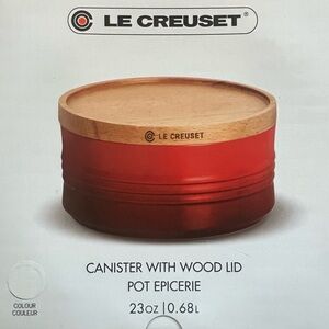 Le Creuset white Canister with Wooden Lid